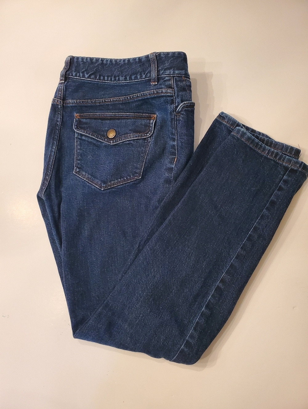 Lauren Ralph Lauren Lorraine Straight Leg Jeans Indigo Flap Pocket 10